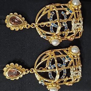 RARE CHANEL 22k birdcage earrings